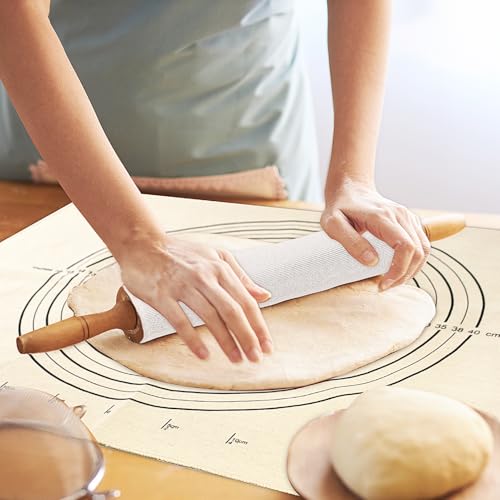 Pastry Baking Set - 25" Cotton Canvas Cloth & 2 Rolling Pin Covers