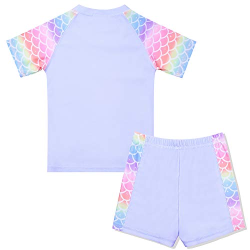 QPANCY Girls Mermaid Unicorn Rash Guard 2-Piece Swimsuit UPF 50+