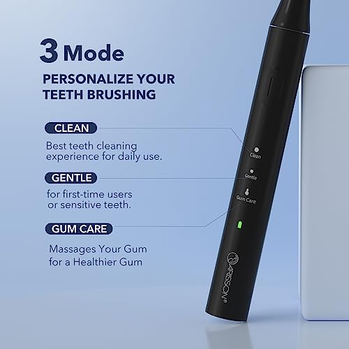 ARISSON Sonic Electric Toothbrush, 3 Modes, 90-Day Battery & Travel Case
