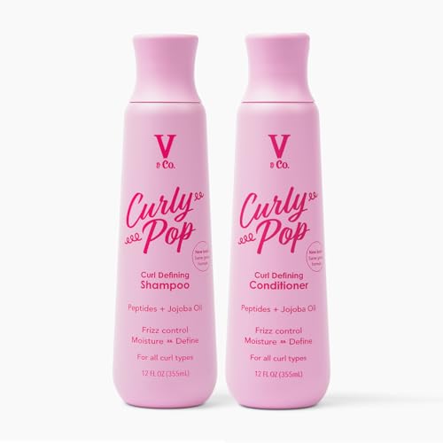 V&Co. Curly Hair Shampoo & Conditioner Set - 12 Oz. Each, Sulfate Free, Enhances Curl Definition