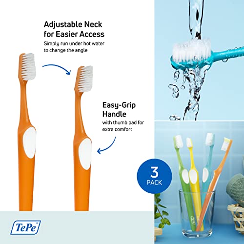 TePe Supreme Soft Bristle Toothbrush - 3 Pack for Sensitive Teeth