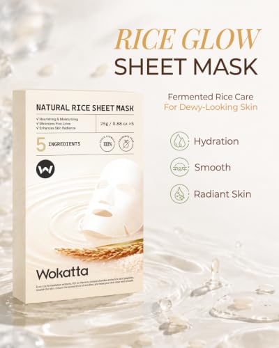 Rice Face Mask Sheet for Hydrated Glass Skin - 5 Pack