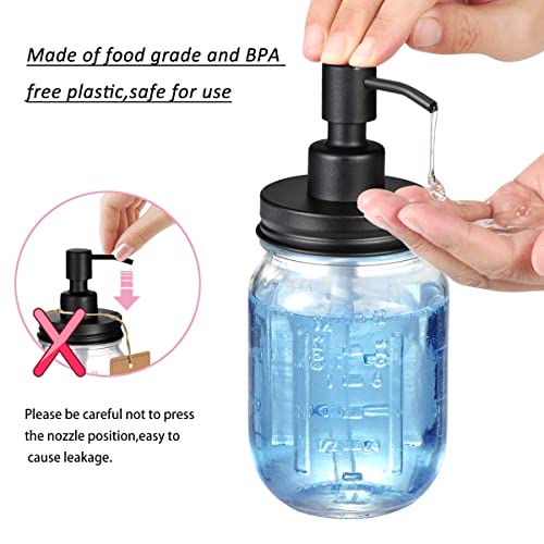 Amolliar Mason Jar Soap Dispenser Pump Lid - Black 2-Pack