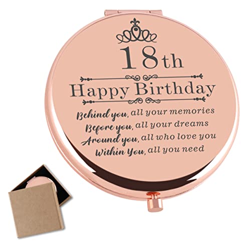 18th Birthday Gift for Girls - Rose Gold Compact Makeup Mirror