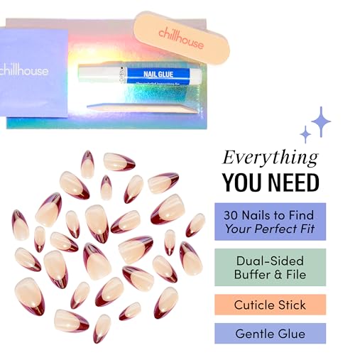 Chillhouse Chill Tips Press-On Nails - Bougie Vino Almond French Manicure