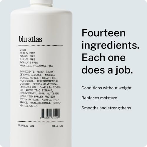 Blu Atlas Natural Conditioner for Men, 8 oz - Sulfate-Free, Argan & Avocado Oil, Classic Scent, Pack of 1