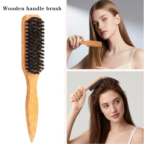 Luumxai Pink 6-Piece Boar Bristle Hair Styling Brush Set for Women & Girls