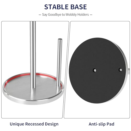 Sturdy Silver Paper Towel Holder with Weighted Base