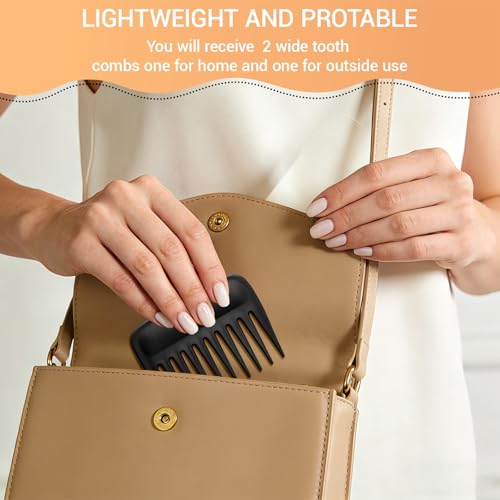 SIMPOR Wide Tooth Comb 2-Pack for Curls & Wigs - Travel Size