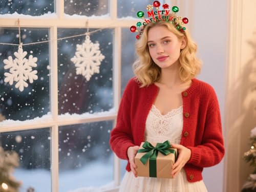 NVENF Christmas Headband for Women - Pattern A Xmas Bow Accessory