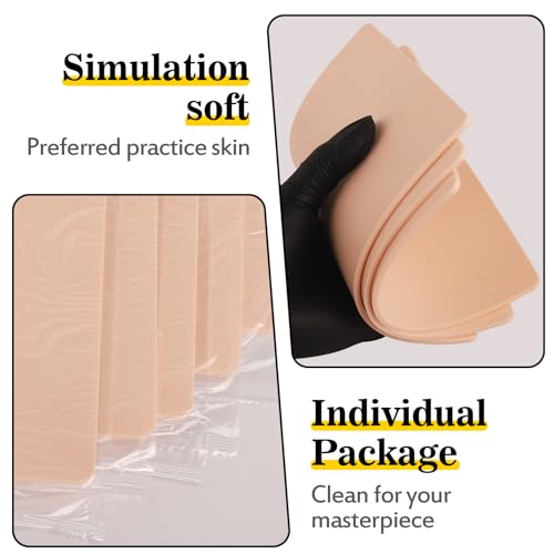 Romlon 10pcs 3MM Tattoo Practice Skin - Double-Sided Fake Skin 7.4x5.6"
