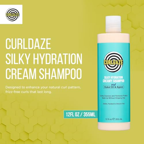 Curldaze Hydrating Cream Shampoo with Kukui Oil & Agave for Curly Hair