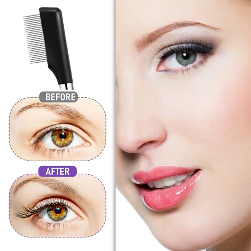 2 Pack Metal Eyelash Comb & Eyebrow Brush - Stainless Steel