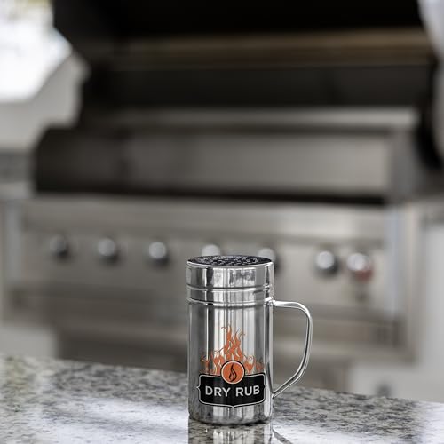 Outset Stainless Steel Dry Rub Shaker with Lid - 13oz Seasoning Dispenser