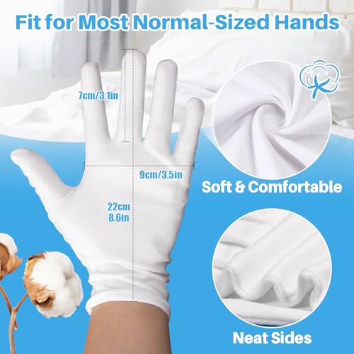 MAQIHAN 5 Pairs White Cotton Gloves for Dry Hands & Eczema