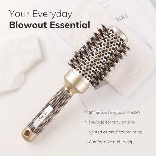Sndyi 1.7 Inch Round Hair Brush for Blow Drying with Boar Bristles