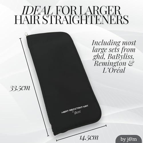 j&m Heat-Resistant Hair Straightener Mat and Travel Pouch Case