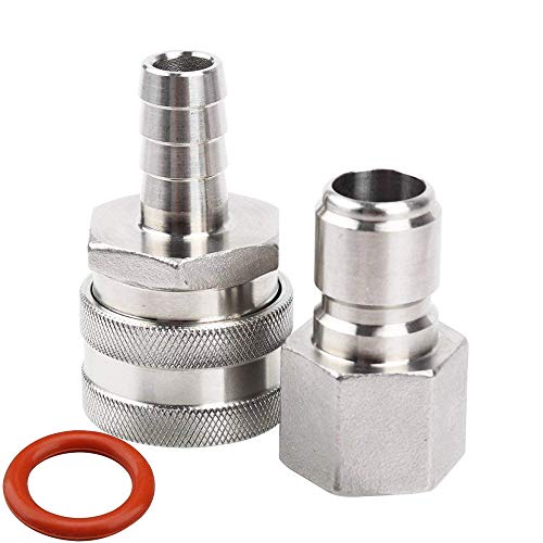 304 Stainless Steel Quick Disconnect Set for Homebrewing - 1/2" FPT & Barb Connectors