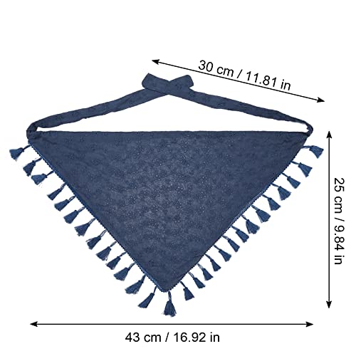AWAYTR Floral Tassels Hair Scarf Headband - 2PCS Cotton Bandana (Navy Blue+White)