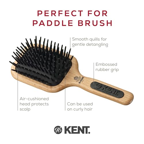 Kent PF19 Beechwood Paddle Brush - Scalp Massager & Detangler