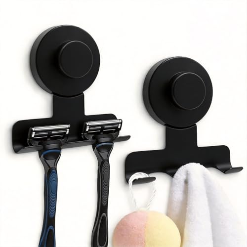Kysren 2-Pack Suction Cup Razor Holder, Stainless Steel No-Drill Wall Mount