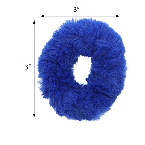 Set of 6 Faux Fur Scrunchies - Hot Pink, Burgundy, Royal