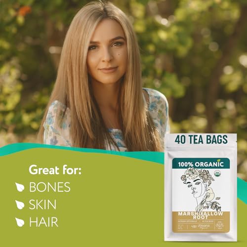 Organic Marshmallow Root Tea (40 Tea Bags) for Throat & Digestive Comfort