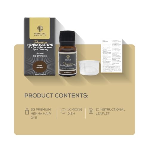 Parallel Products Dark Brown Henna Hair Dye Kit for Spot Coloring - 3g with Mixing Dish