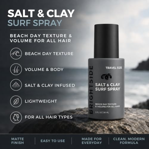 BRIGHTSIDE Sea Salt Spray for Men – 3oz Travel Size, Volumizing & Texturizing