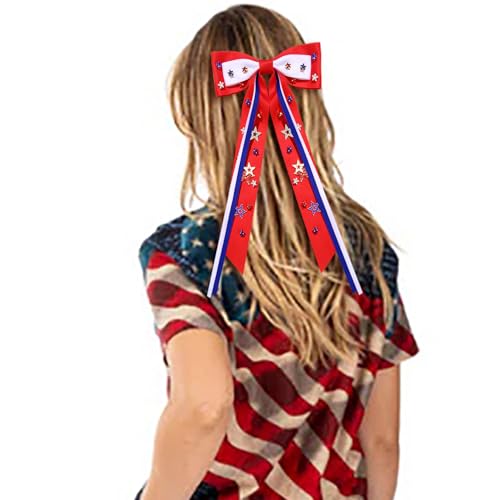 Vokone 4th of July Patriotic Hair Bows for Women & Girls Red White Blue Star Clips