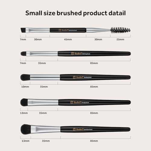 STUDIO17 Eye Makeup Brush Set - 5 Portable Synthetic Brushes