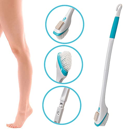 Miracle 30" Extra Long Foot Scrubbing Brush with Pumice Stone & Grip Handle