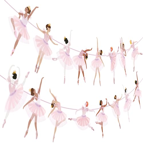 Ballerina Dancer Banner Garland - 2 Pcs Pink Ballet Decor