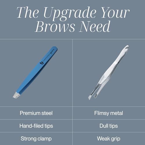 Tweezers Set - Stainless Steel Slant Tip Eyebrow & Facial Hair Tweezers 4-Pack