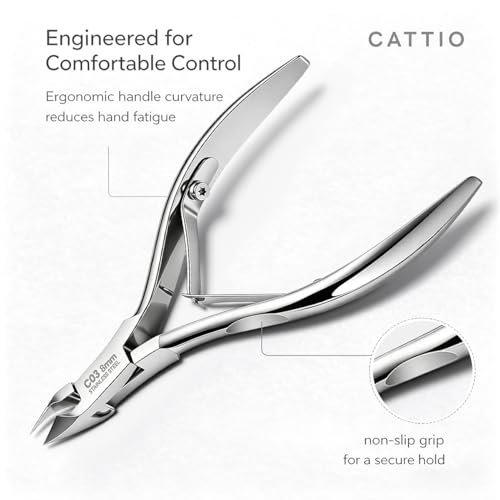 Cattio Professional Stainless Steel Cuticle Trimmer Set - Nippers, Pusher & Cutter for Home & Salon Use