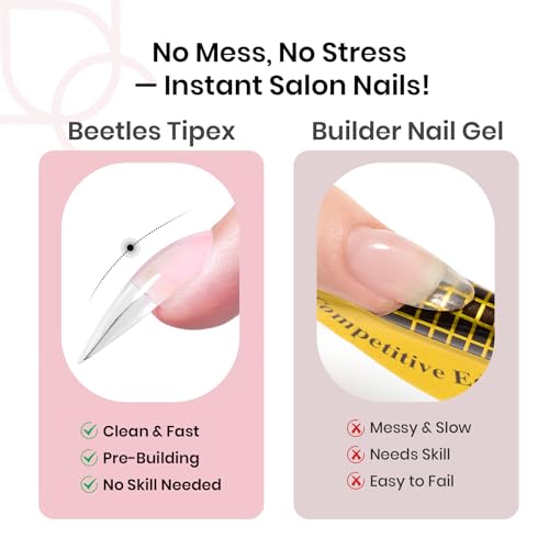 Beetles Tipex Medium Stiletto Nail Tips - 192pcs, No Builder Gel Needed