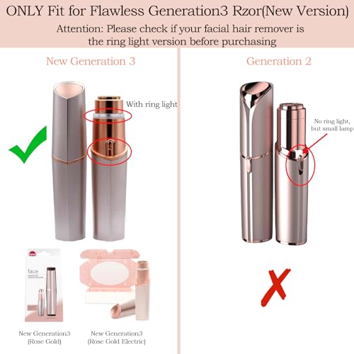 Generation 3 Replacement Heads for Flawless Replacement Heads Gen 3 Compatible with Finishing Touch Flawless Facial Hair Remover Ring Light Version,New Upgraded Replacement Blades for Flawless,2 Pack.