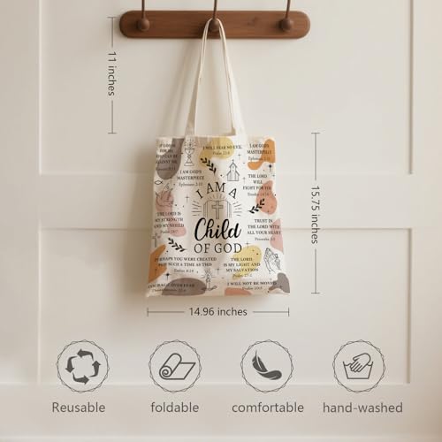 Aesthetic Reusable Canvas Tote Bag for Women with Zipper Pocket