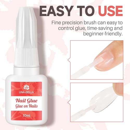 UNA GELLA Super Strong Nail Glue - Quick-Drying Adhesive for Tips & Repairs | 10ml