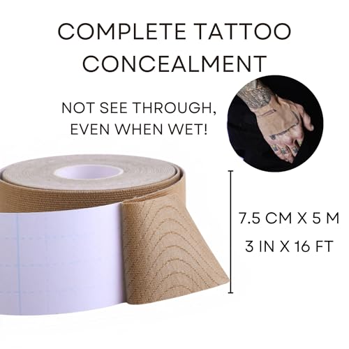 Wisper Tan Tattoo Cover Up Tape - Waterproof Breathable Concealer, 2 Rolls