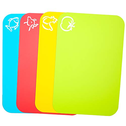 Flexible Plastic Cutting Board Mats Set - 2 Pack with Food Icons