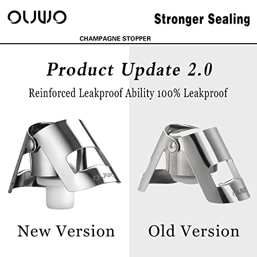 Stainless Steel Champagne Stopper 6 Pack - Leak-Proof & Reusable