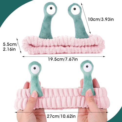 Molain Palm and Snail Face Wash Headband - Cute Coral Fleece