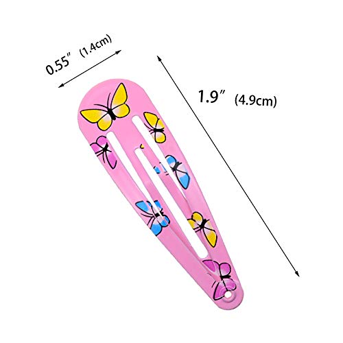 40 Pack Colorful 2-Inch Printed Snap Hair Clips for Kids & Teens