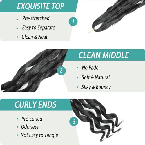 French Curl Braiding Hair Extensions 8 Packs 26 Inch 1B
