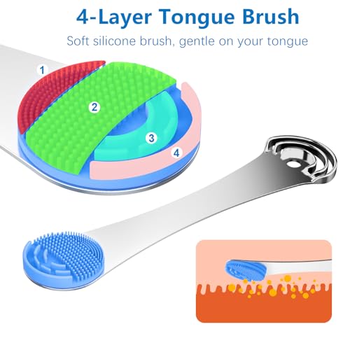 ROMALOVE Double-Ended Stainless Steel & Silicone Tongue Scraper for Adults