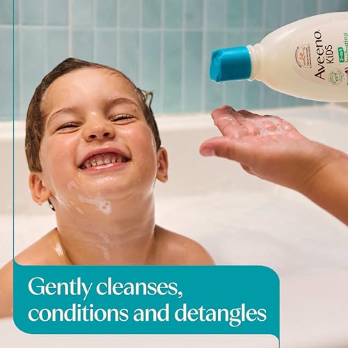 Aveeno Kids Shampoo & Conditioner, Formulated With Oat Extract to Gently Cleanse, Condition & Detangle Kids Hair, For Sensitive Skin and Scalp, Hypoallergenic, 12 Fl Oz