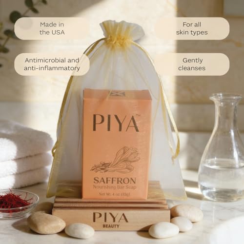 Piya Saffron Nourishing Bar Soap - Hydrating Cleanser (Pack of 2)