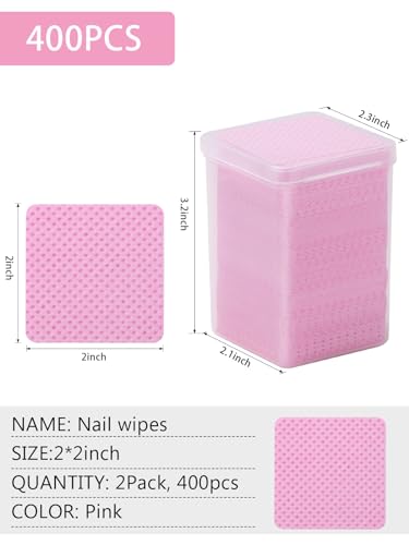 TEOYALL Lint Free Nail Wipes - 400 PCS Non-Woven Cleaning Pads