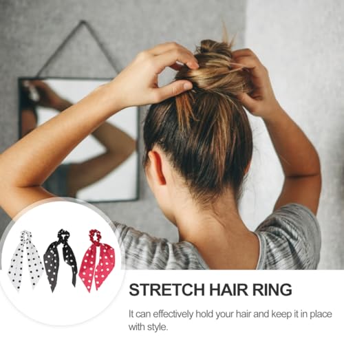 LEORX Polka Dot Hair Tie Set - 3 Pack Long Ribbon Ponytail Holders